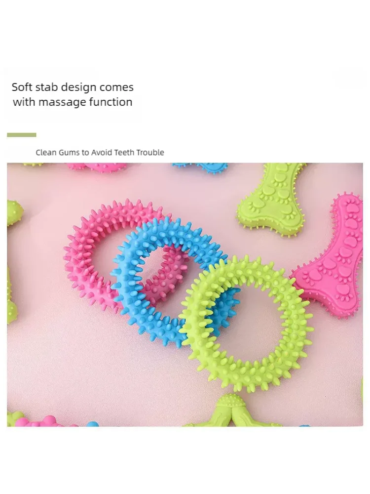 Bone Shape Soft Rubber Pet Chew Toy Bite Resistant Teeth Grinding