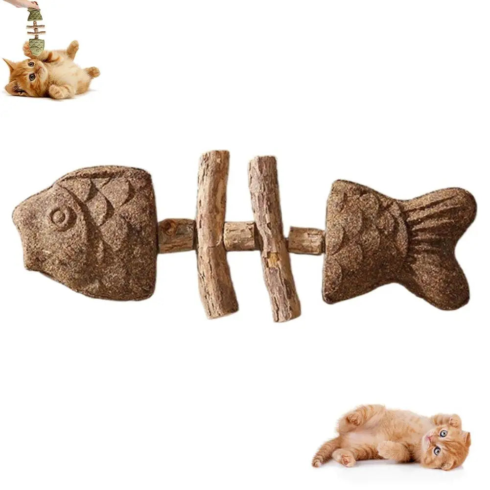 Funny Fish Bone Cat Toys Cat Teeth Cleaning Toy with Catnip &