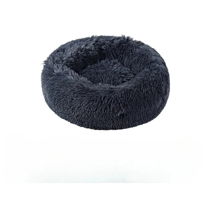 Soft Pet Cat Bed Pad Plush Warm Faux Fur Dog Calm Bed Donut Round