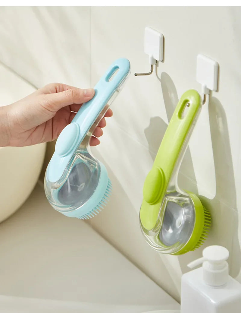 Long Handle Dog Cleaning Brush Soft Silicone Pet Bathing Brush Pet