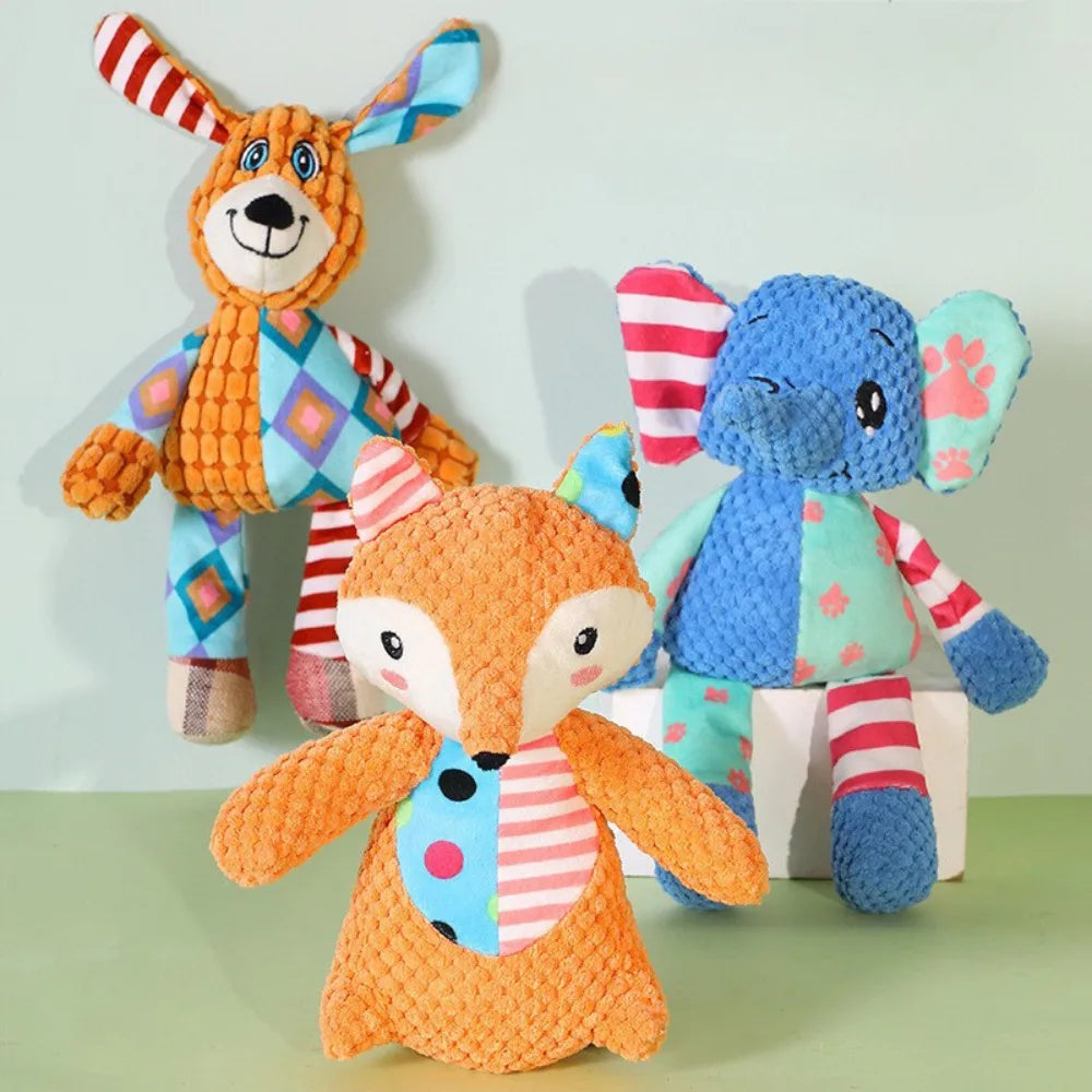 Pet Plush Toy Dog Interactive Teeth Cleaning Toys Cute Animal Style Bite Resistant Squeaky Puppy Sound Chew Toy Pet Supplies