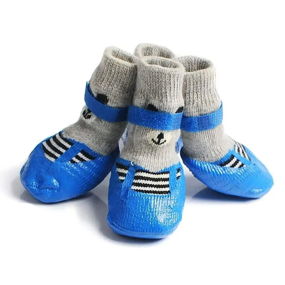 Pet Dog Shoes Socks Waterproof Cats Dogs Rubber Non-slip Socks, Knitting Warm Rain Snow Boots for Small Medium Pets Outdoor