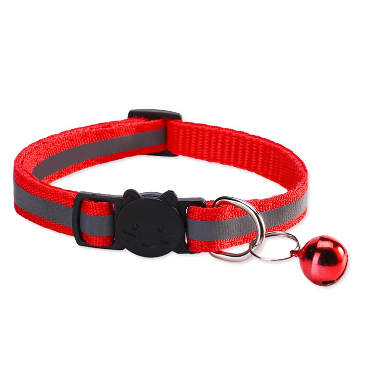 Reflective Pet Collar with Bell Adjustable Nylon Dog Cat Collar