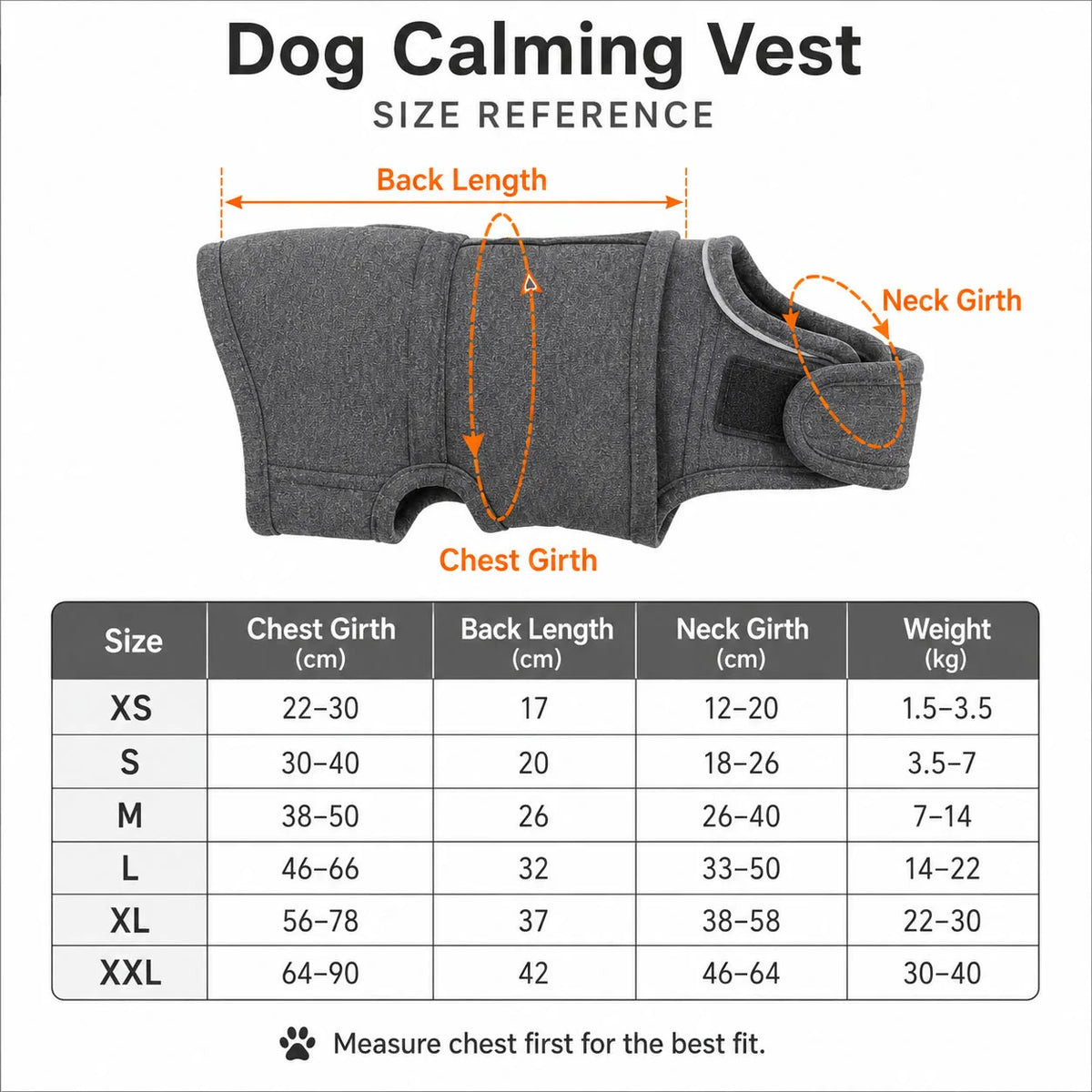 Dog Anxiety Vest Calming Wrap Adjustable Hook And Loop Soft Cotton