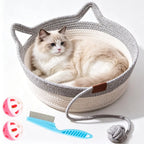 Cat Instinct Basket - Hand-Woven Cotton Rope Fun Bed, Equipped