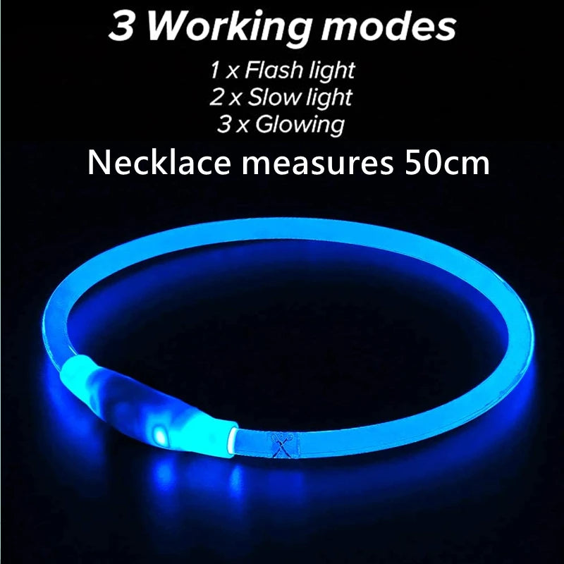 USB Rechargeable Fiber Optic Collar Pet Dog LED Light Collar