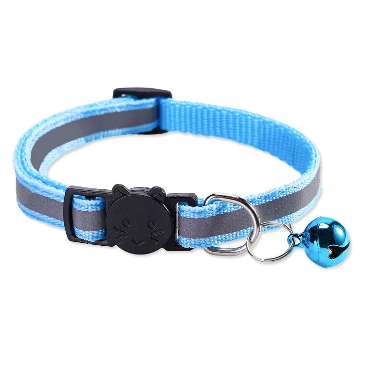 Reflective Pet Collar with Bell Adjustable Nylon Dog Cat Collar