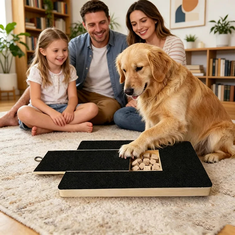 Wooden Dog Cat Nail Scratch Board with Built in Treat Box PUll Out