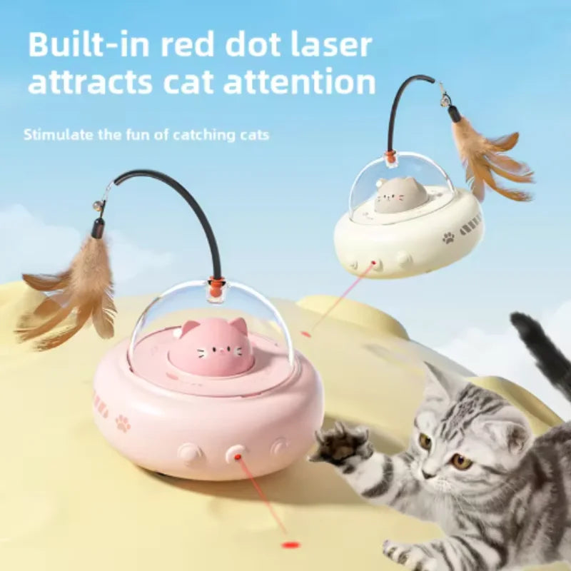 Smart Interactive Cat Toy Usb Rechargeable Rotating Feather