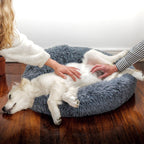 Super Soft Pet Dog Cat Bed Plush Full Size Washable Calm Bed Donut
