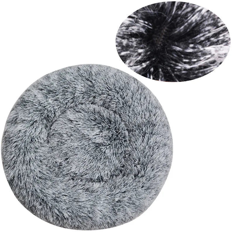 Round Pet Bed for Large Dog Bed Donut Long Plush Cat Bed for