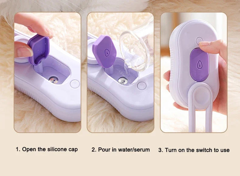 3 in 1 Pet Electric Steam Brush Cat and Dog Cleaning Spray Massage