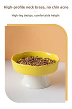 Ceramic Slow-Feeding Bowl High-Leg Cat Bowl with Neck Protection
