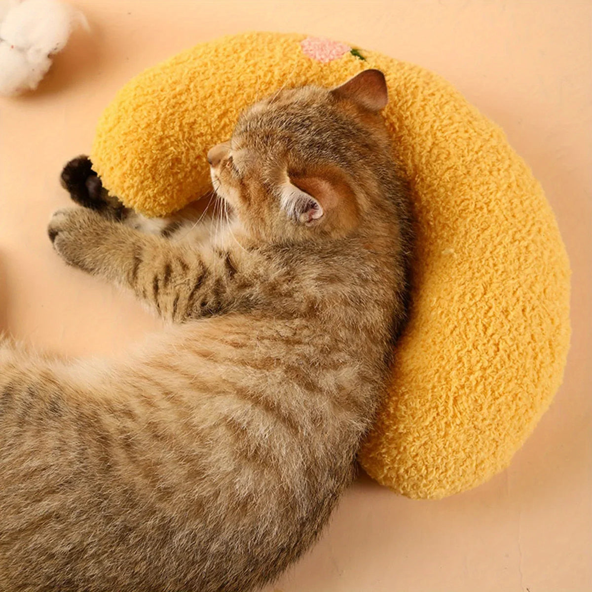 New 2026 Cat Moon Shaped Pillow Super Soft Plush Half Donut Pillow