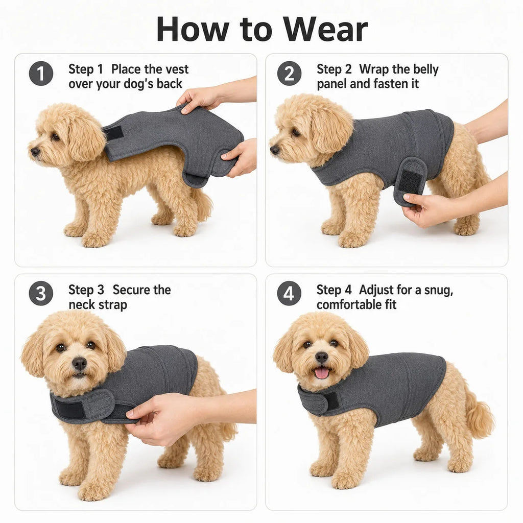 Dog Anxiety Vest Calming Wrap Adjustable Hook And Loop Soft Cotton