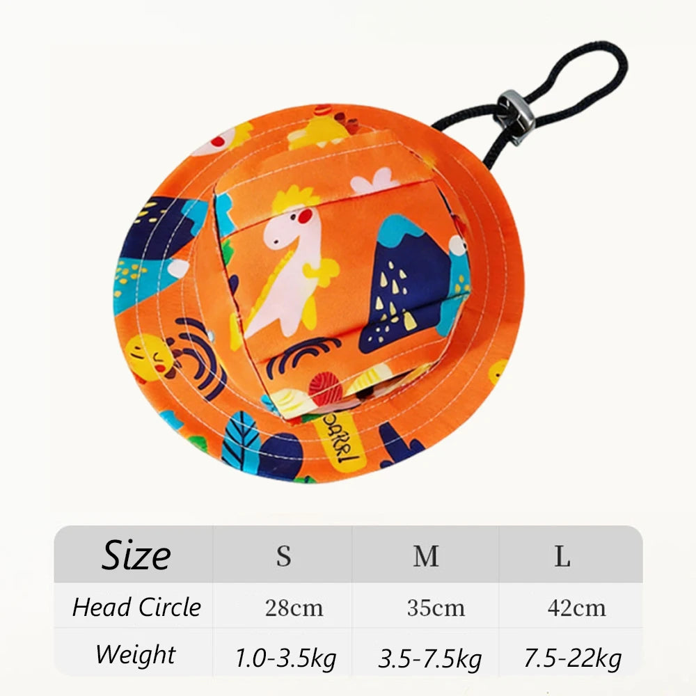 Pet Bucket Hat Summer Sun Cap Adjustable for Small Medium Dogs