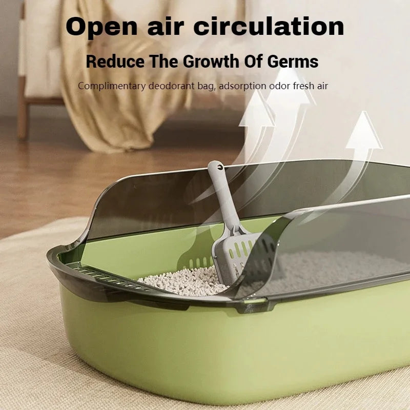 Cat Litter Box Kitty Sandbox Semi-Enclosed High Side Splashproof