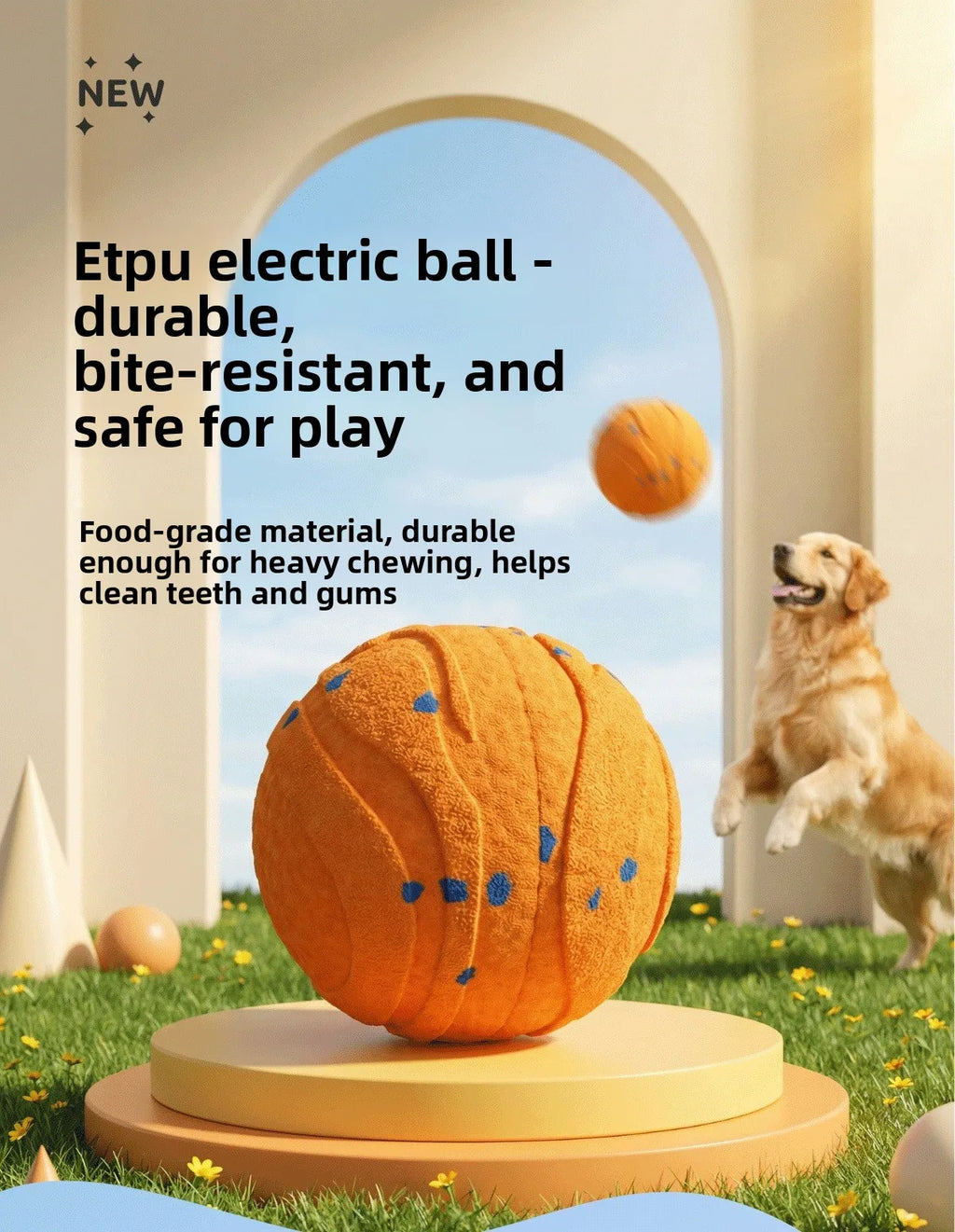 Etpu Dog Bite-Resistant Ball Round Electric Non-Toxic Molar Ball