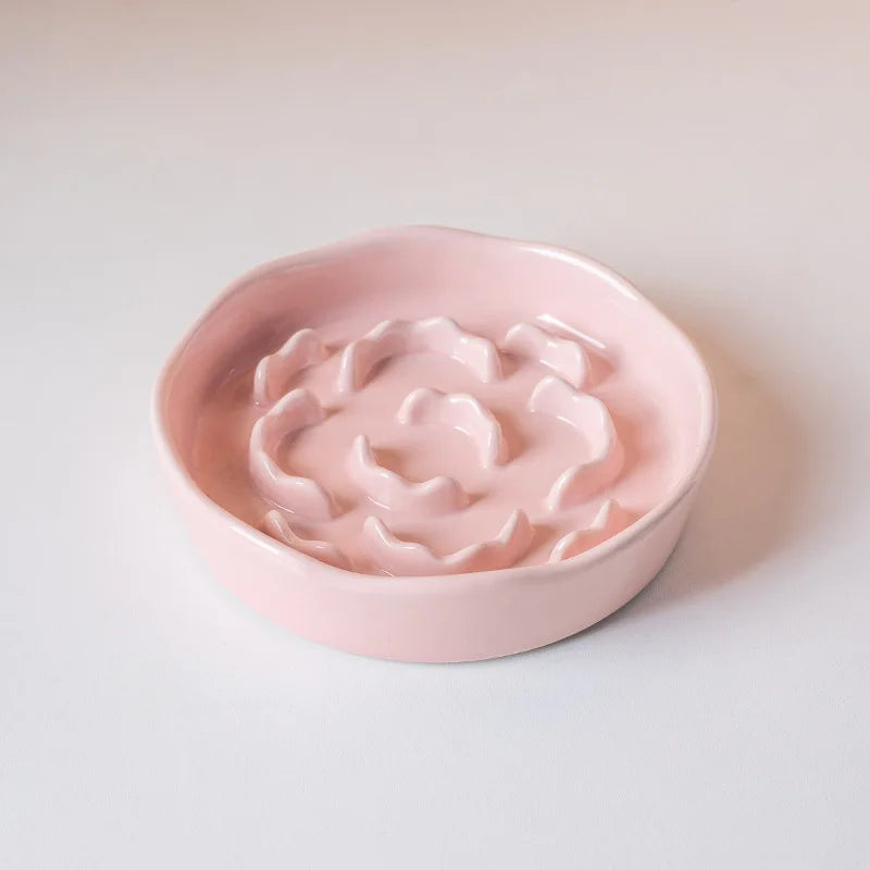Ceramic Slow Food Bowl,Neck Protection Bowl Not Easy to Knock Over