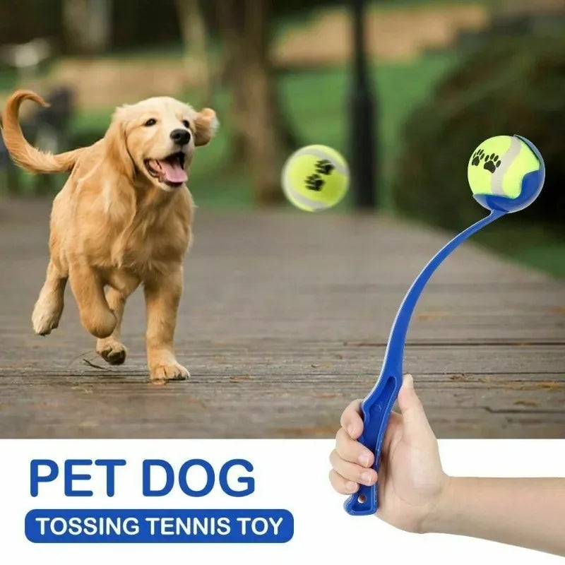 Pet Tennis Ball Launcher Set Outdoor Dog Training Toy Fetch Play