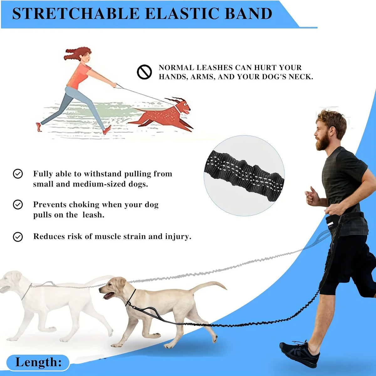 Reflective Hands-Free Running Dog Leash