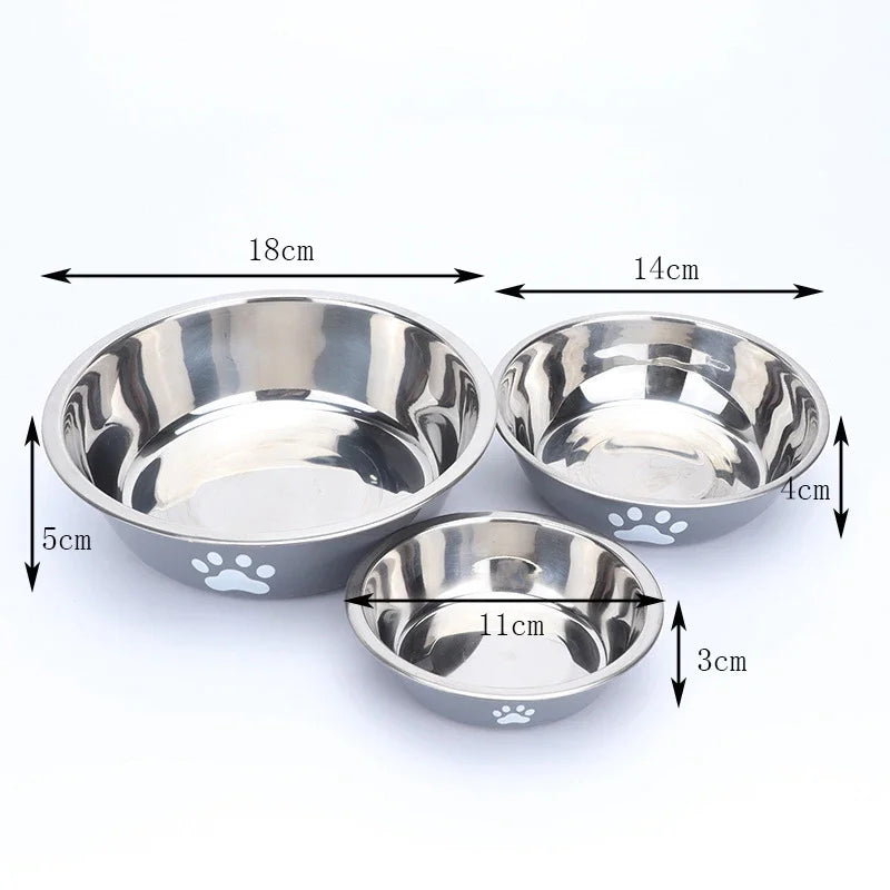 New Stainless Steel Dog Basin Paw Print