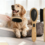 Dual-Sided Boar Bristle Pet Brush: Massage & Deshedding Grooming