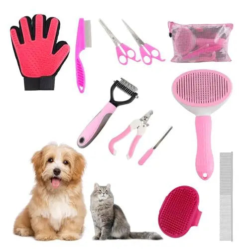 Combo Set Cat Brush Beauty Kit with Pet Nail Clippers and Files
