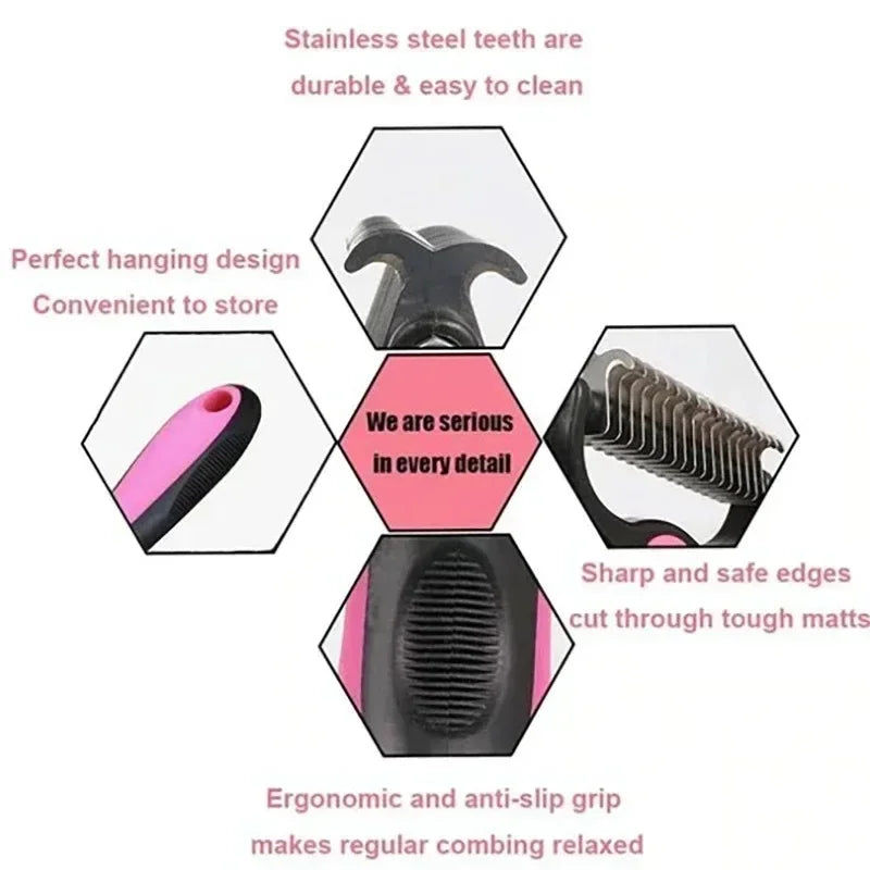 Pet Deshedding Brush Cat Comb Self Cleaning Hair Remover Grooming
