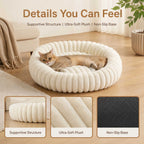 Warm Round Donut Cat Bed Ultra Soft Plush Pet Nest Cozy Deep Sleep