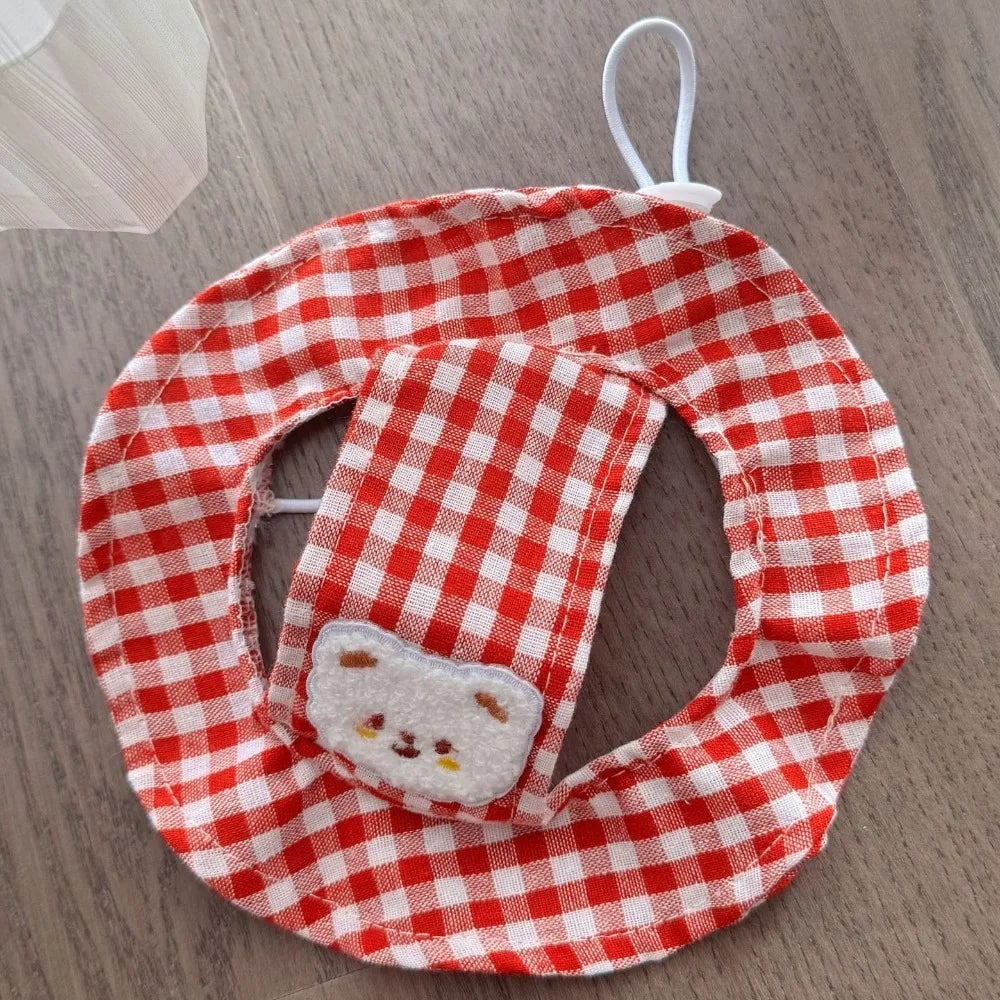 Breathable Pet Bucket Hat Adjustable Plaid Print Dog Sunshade Hat