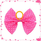 Lace Dogs Hair Bows with Dotted Dog Hair Rubber Bands Colorful