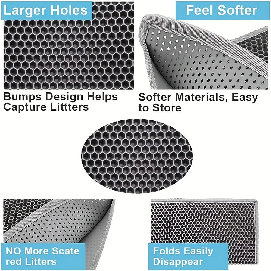 Double Layer Cat Litter Mat Honeycomb Cat Litter Trapping Mat Easy