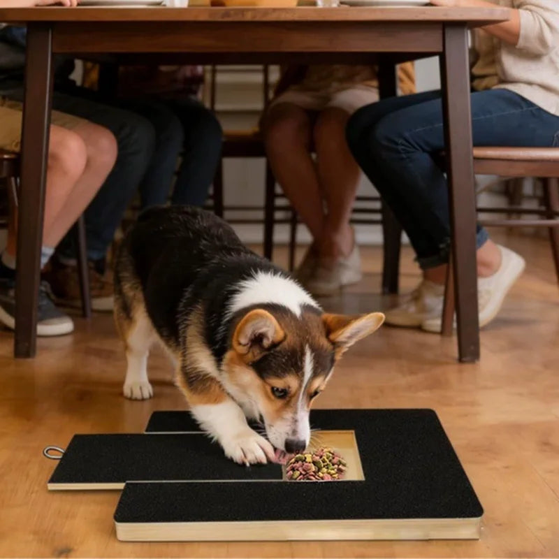 Wooden Dog Cat Nail Scratch Board with Built in Treat Box PUll Out