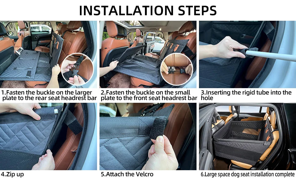 Waterproof Dog Car Seat Cover, Back Seat Extender Pet Hammock Bed
