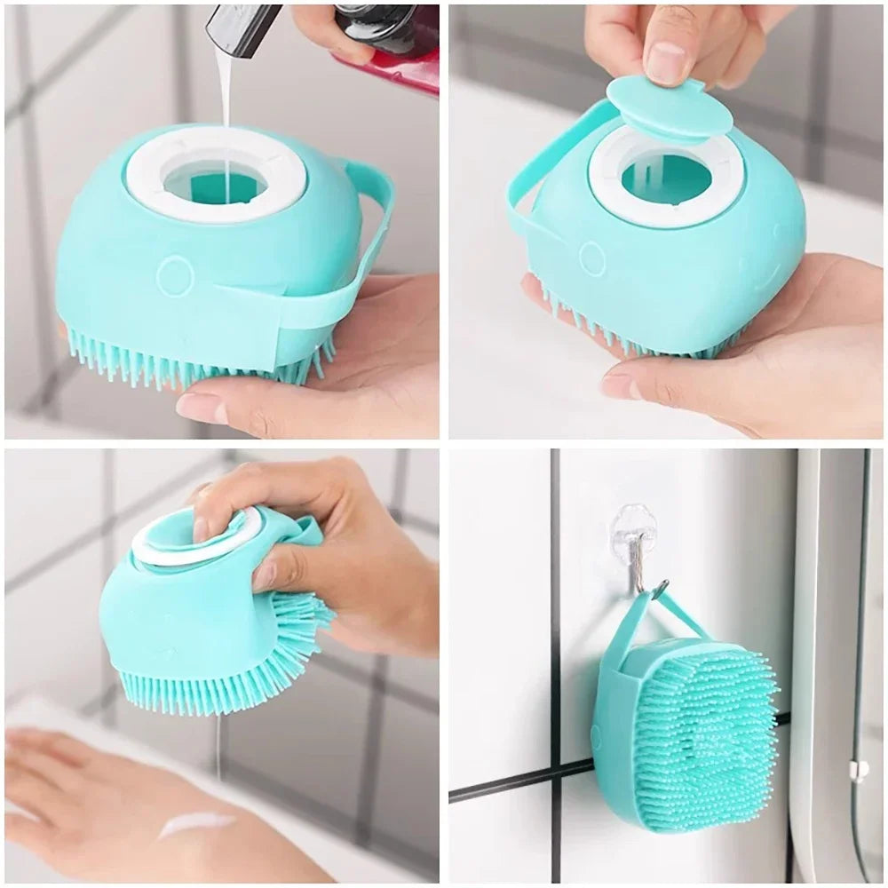 Pet Silicone Bath Foaming Massage Brush Bathroom Multifunctional