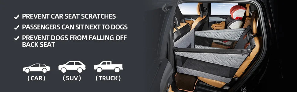 Waterproof Dog Car Seat Cover, Back Seat Extender Pet Hammock Bed