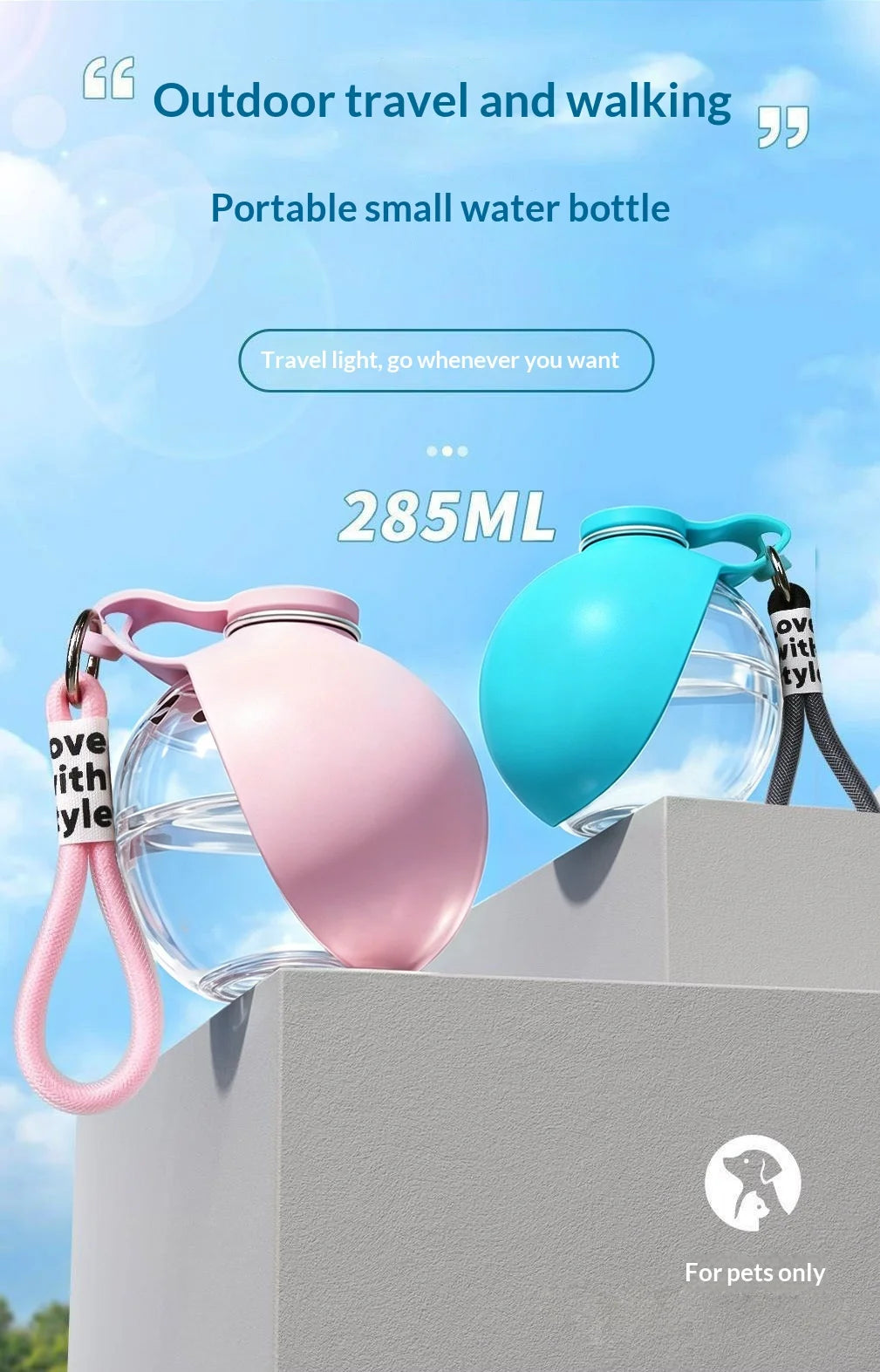 2-In-1 Portable Dog Water Bottle Foldable Silicone Dog Bowl