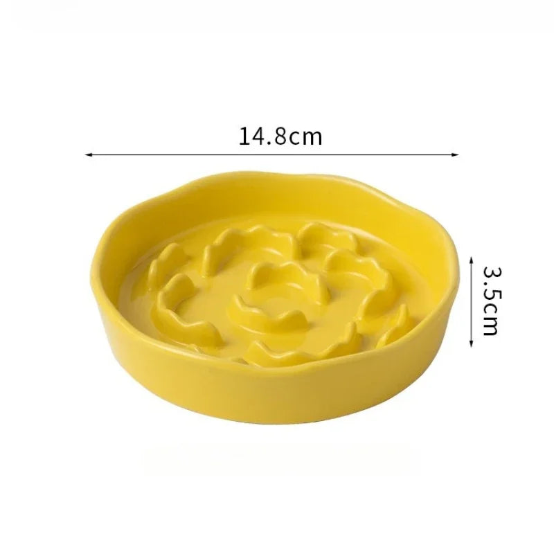 Ceramic Slow Food Bowl,Neck Protection Bowl Not Easy to Knock Over