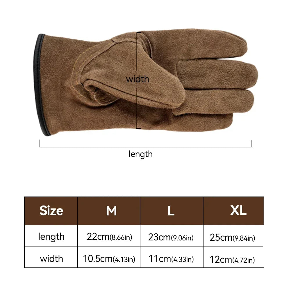 Cowhide Outdoor Protective Gloves Heat Insulation Anti-Cutting