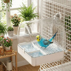 Transparent Bird Bath Cage Splash Proof Food Holder Box Bird