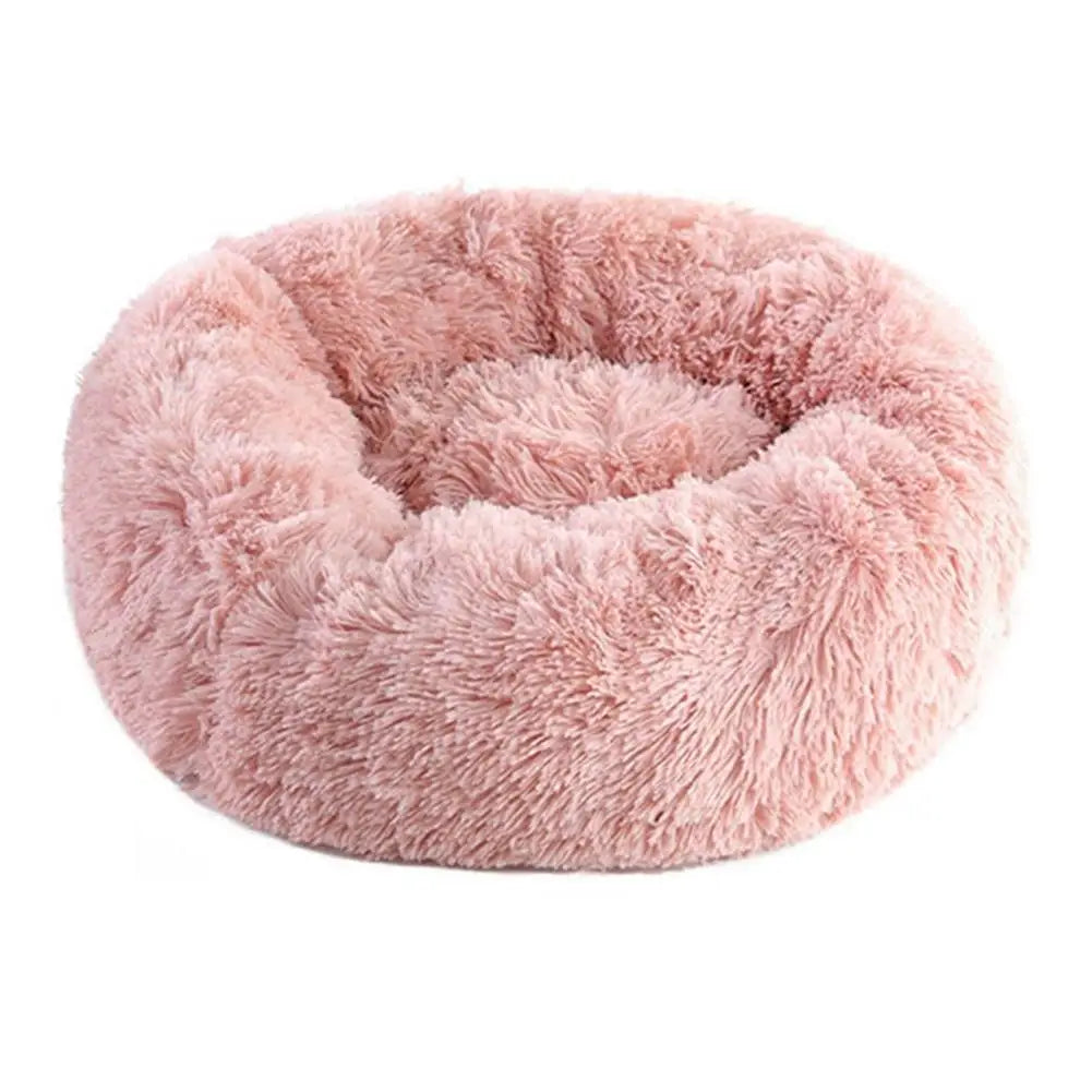 Soft Pet Cat Bed Pad Plush Warm Faux Fur Dog Calm Bed Donut Round