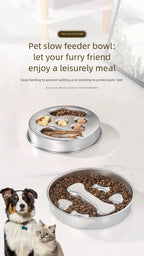 Stainless Steel Slow Feeder Bowl, Non-Slip Pet Food Bowl