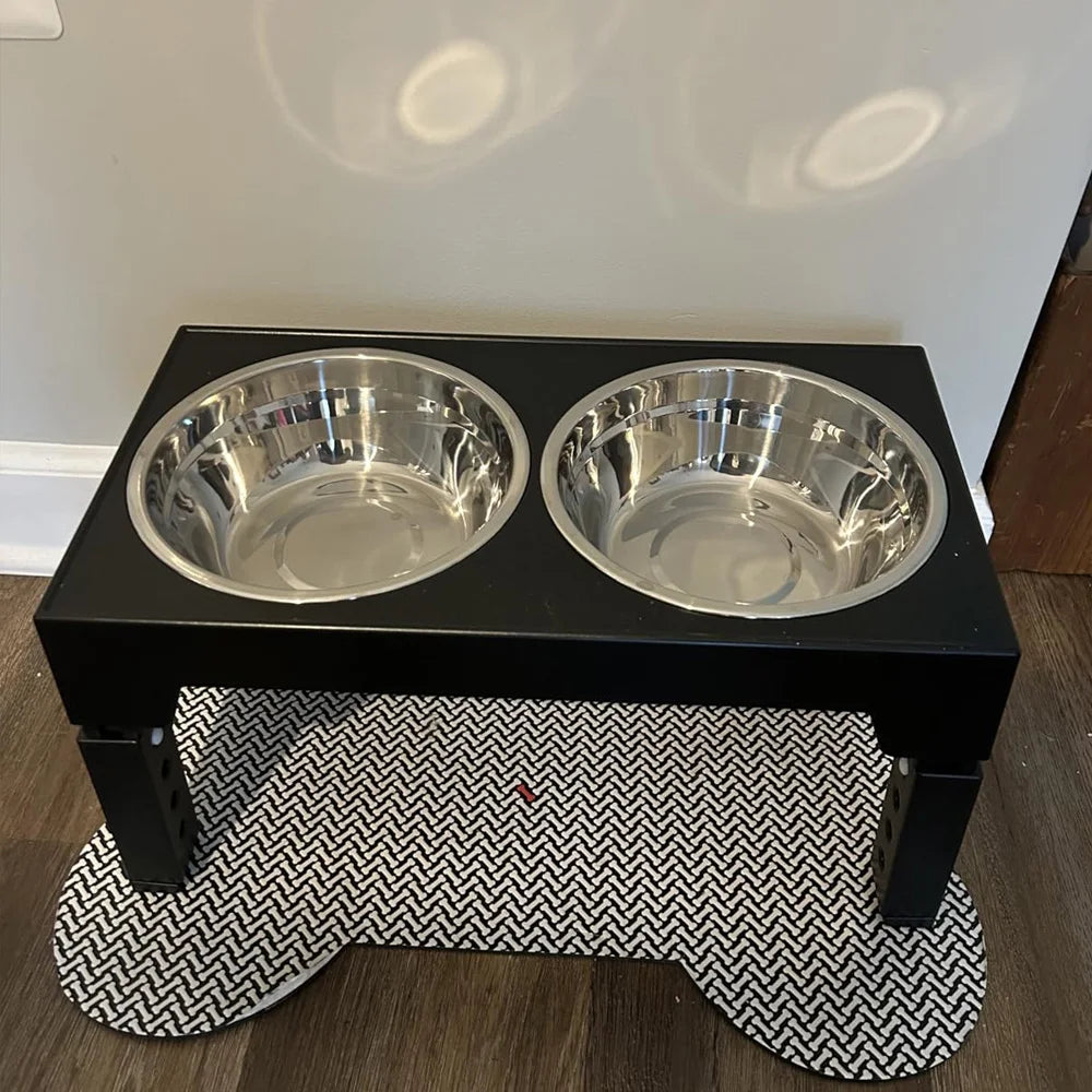 Elevated Dog Feeder Bowls Adjustable Raised Stand with Double