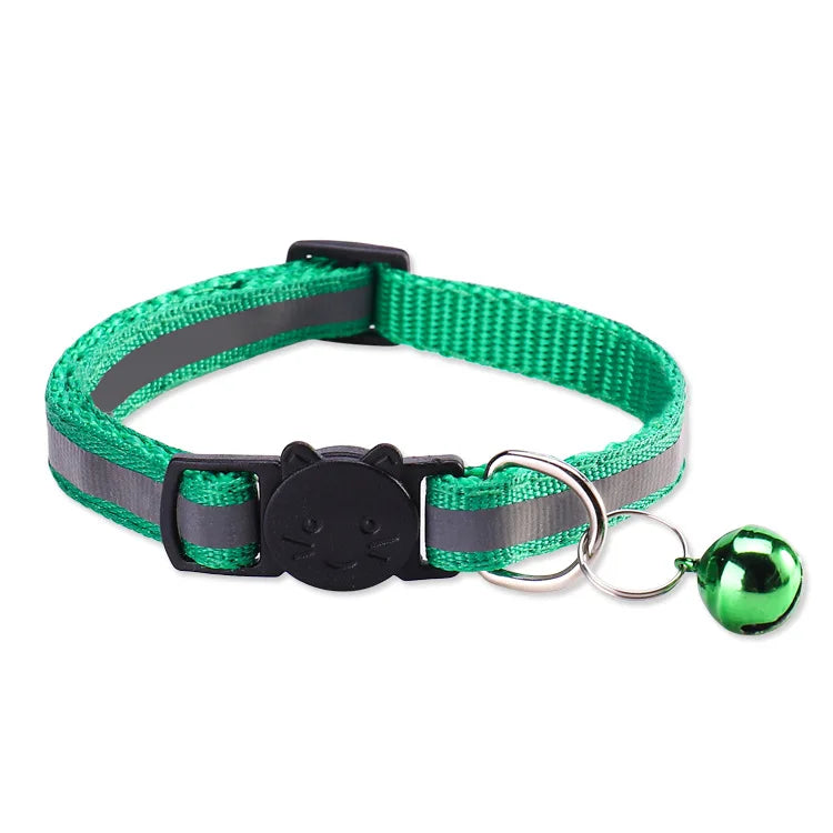 Reflective Pet Collar with Bell Adjustable Nylon Dog Cat Collar