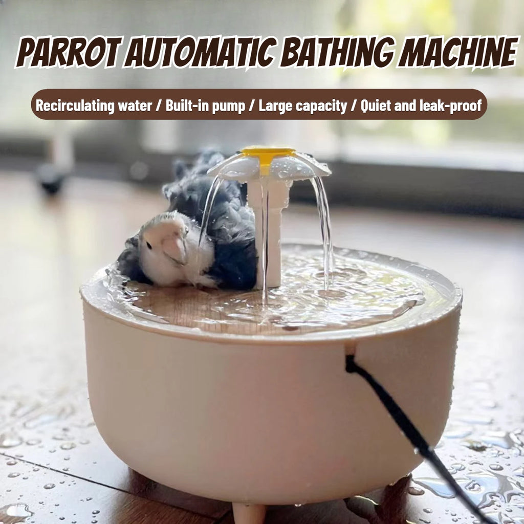 Auto Circulating 2-in-1 Parrot Bath & Pet Water Fountain Drip-Free