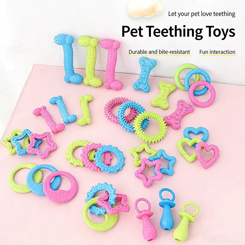 Bone Shape Soft Rubber Pet Chew Toy Bite Resistant Teeth Grinding