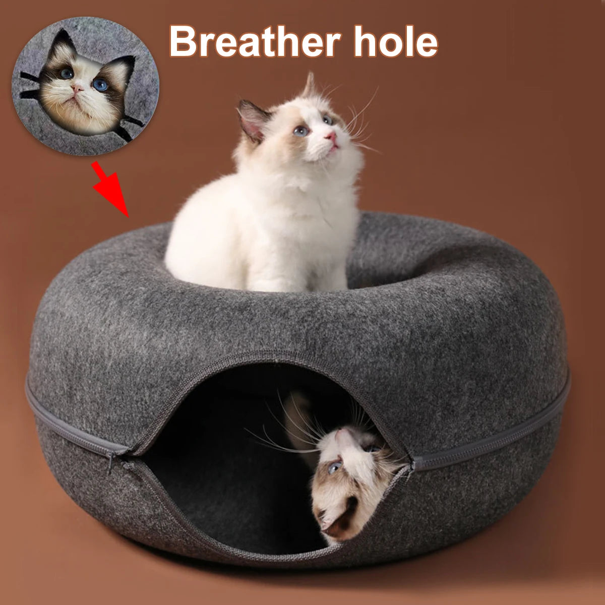 B-Tunnel Donut Cat Bed Interactive Tunnel Pet Felt Indoor Toys