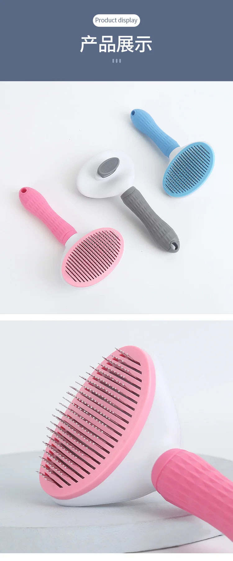Self-Cleaning Pet Slicker Brush One-Click Cat Dog Hair Remover