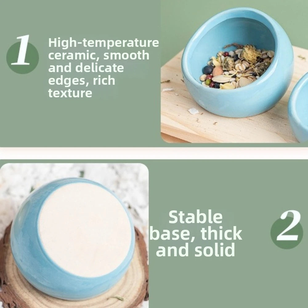 Ceramic Hamster Food Bowl Anti-Rollover Non-Slip Pet Feeding Bowl